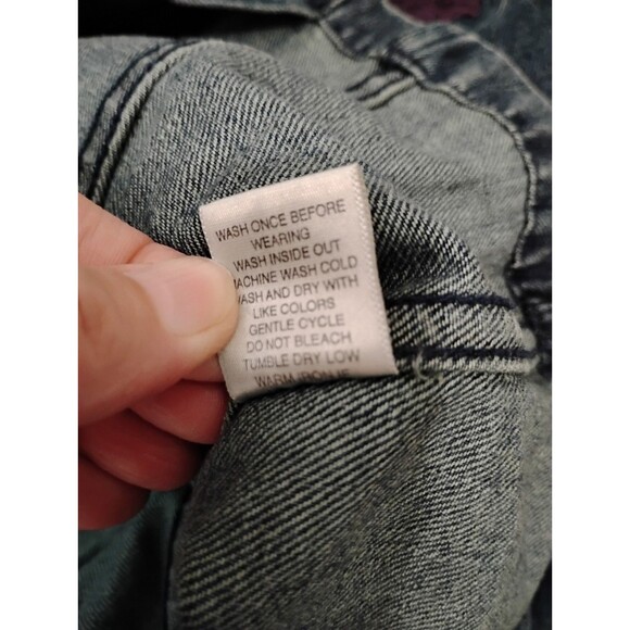 Christopher & Banks Jean Jacket Floral Embroidered SZ Lrg Bloomcore Boho Cotton - Picture 9 of 11